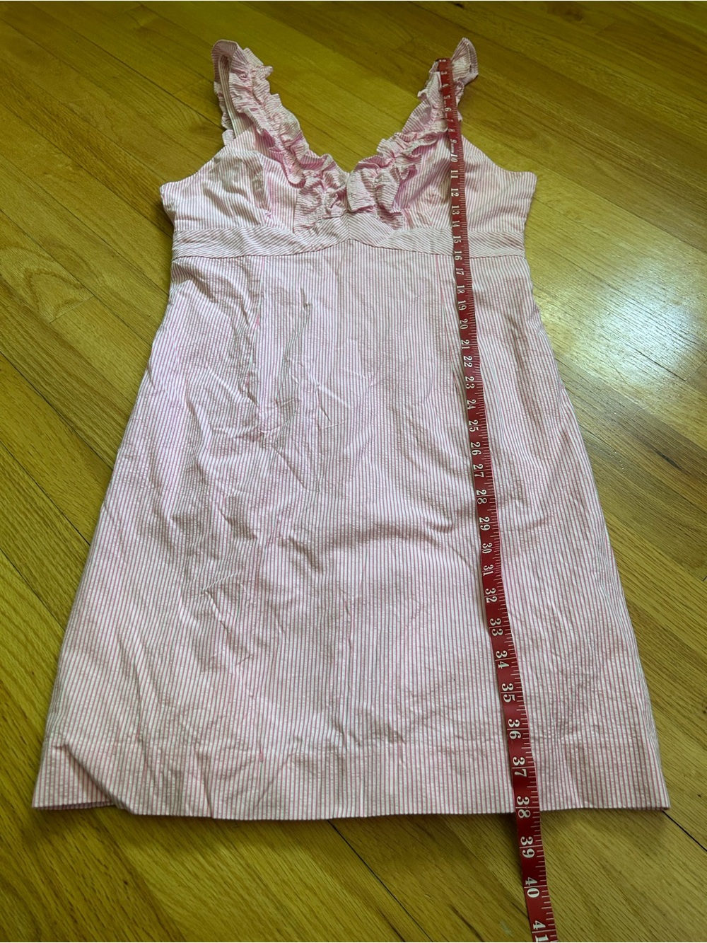 Lilly Pulitzer Phoebe Ruffle Neck Seersucker Dress Pink Size 10 - Picture 5 of 12